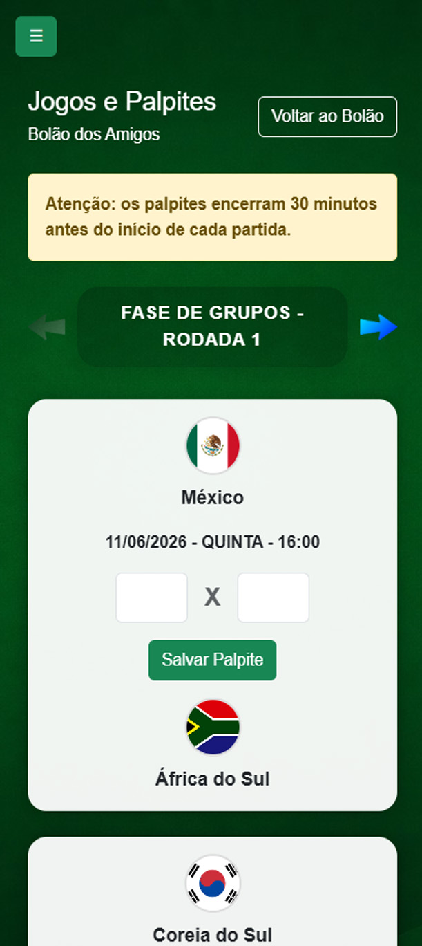Faça palpites